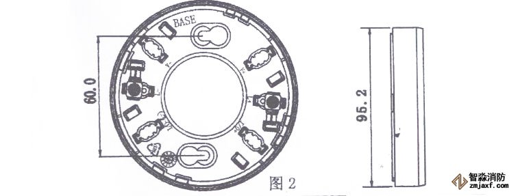 JTY-GF-FS1028點型光感煙火災(zāi)探測器底座示意圖